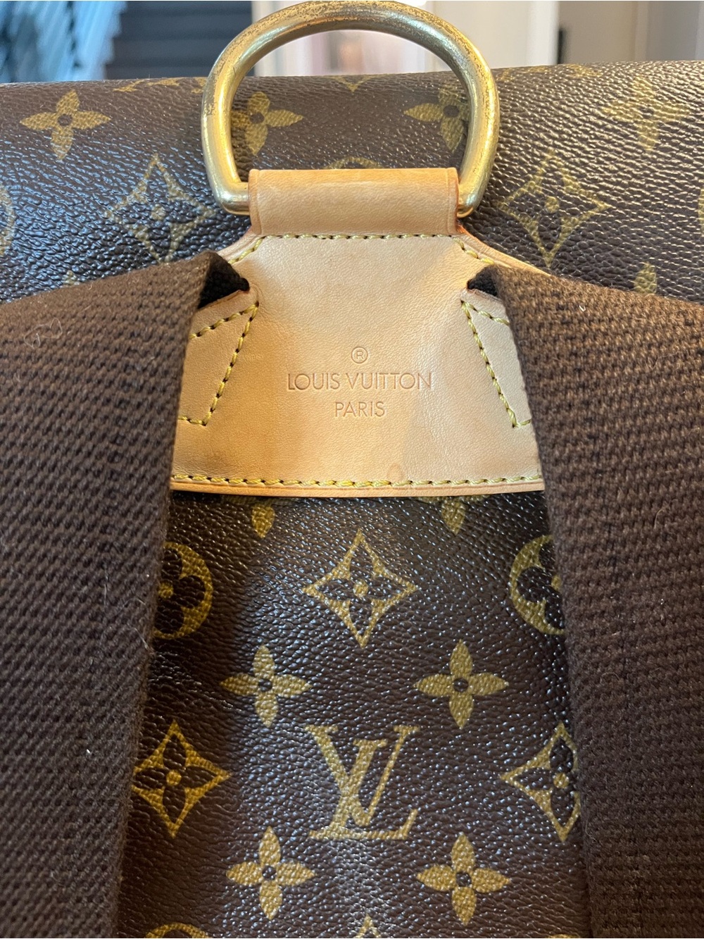 Louis Vuitton Monogram Backpack in Brown and Tan Leather Trim - Picture 7 of 12